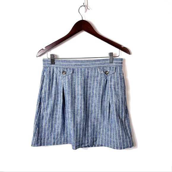 J. Crew Womens Size 4 Chambray Striped Linen Blend A Line Skirt - Picture 1 of 7